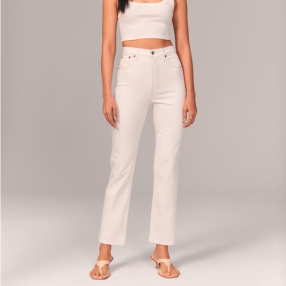 Abercrombie Curve Love Ultra High Rise Ankle Straight Jean, 28 Short
